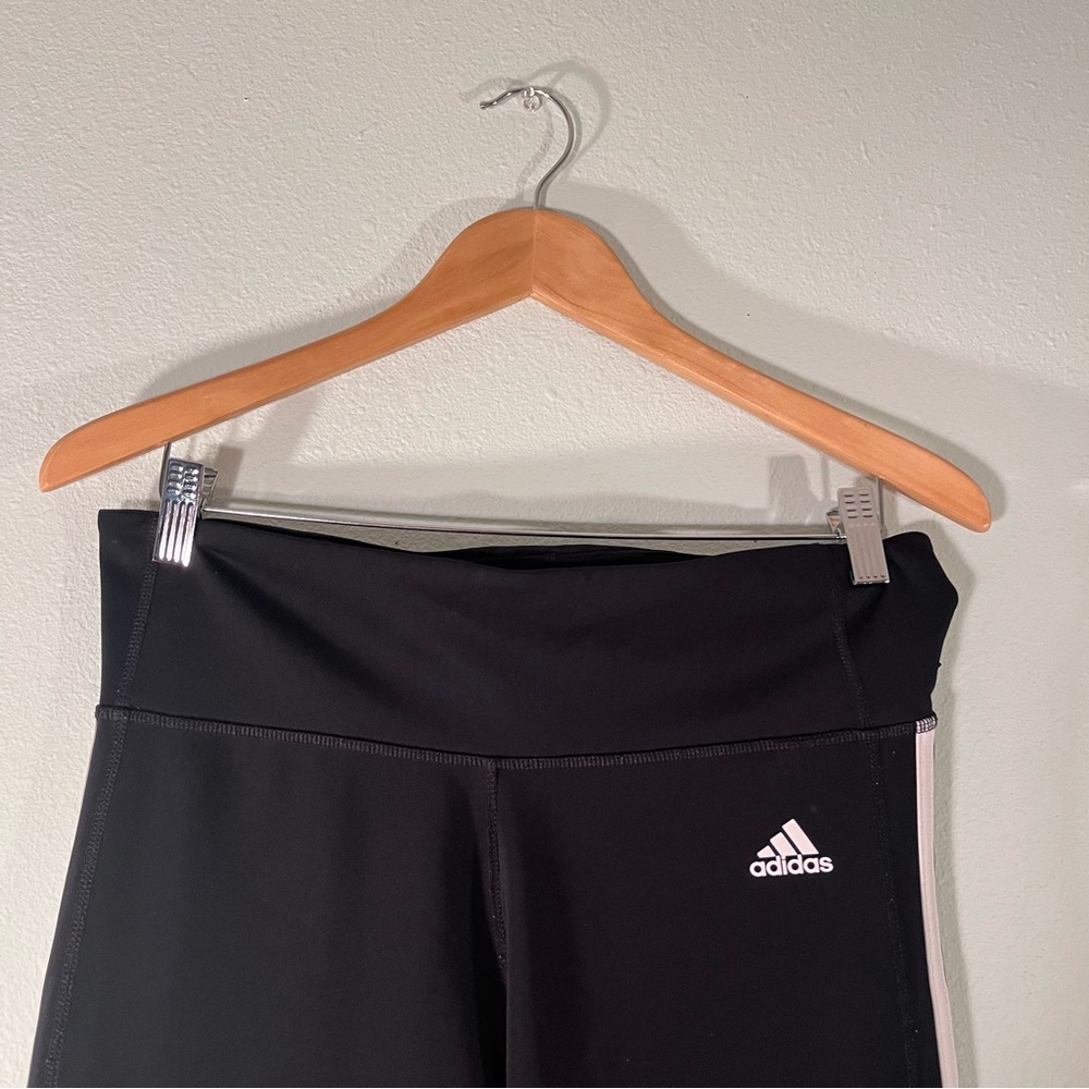 Adidas vintage style Black Leggings with White Stripes women’s size large - Picture 4 of 11